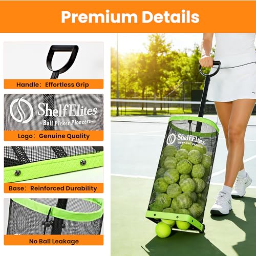 Large Portable Tennis Ball Hopper & Pickleball Basket - Foldable Cart