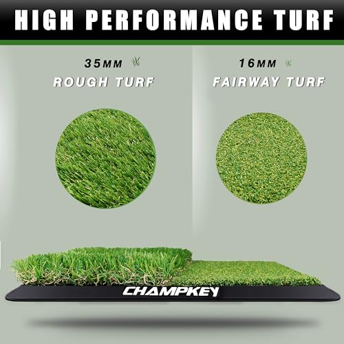 Champkey 1'5 x 1'1 Lite Golf Hitting Mat with 9 Tees & Rubber Tee Holder - Heavy-Duty Indoor/Outdoor