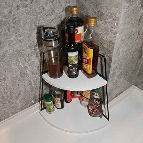 2 Tier Bathroom Counter Organizer,Standing Rack Cosmetic Holder,Wood Bathroom Organizer,Vanity Organizer Bathroom Counter Tray,for Bathroom,Bedroom (White)