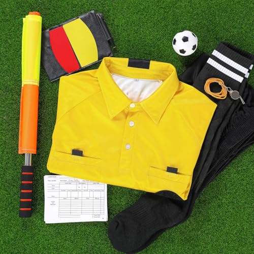 Soccer Referee Kit - Jersey, Whistle, Cards & Flags - Small-Medium Yellow