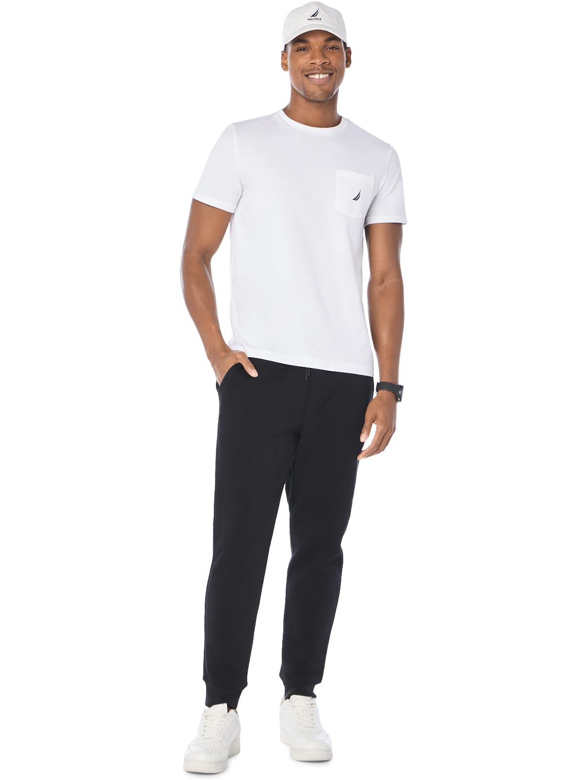 Nautica Men's Big & Tall Solid Crew Neck Short-Sleeve Pocket T-Shirt, Bright White, 6X Big