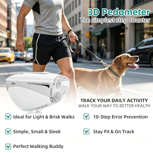 Step Counter & Personal Safety Alarm Keychain - White