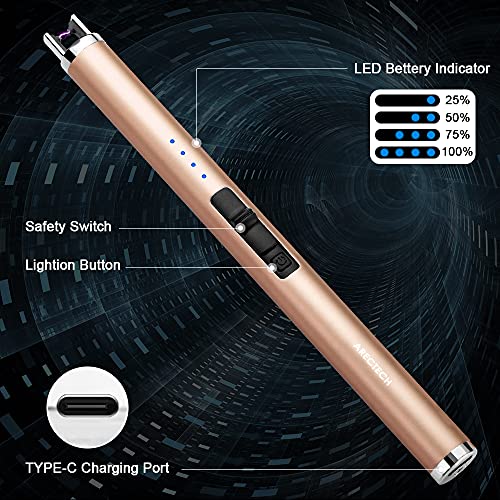 Rechargeable Electric Candle Lighter - Arc Plasma Windproof - Gold