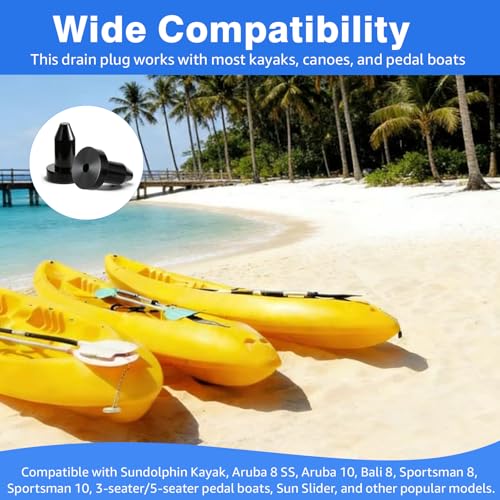 4-Pack 1/2-Inch Kayak Drain Plugs - Universal Flexible Rubber Scupper Plugs