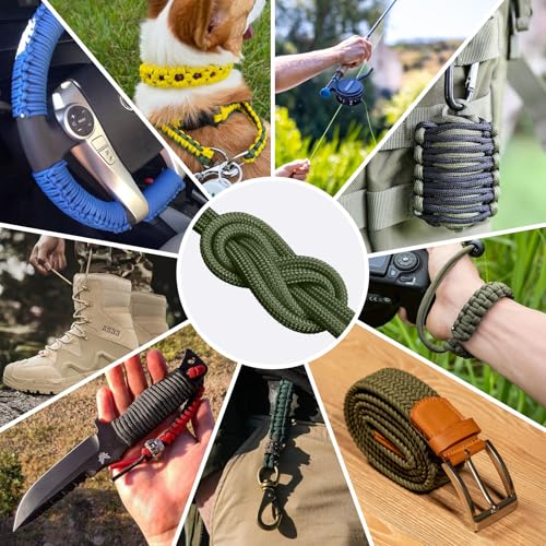 1200lb Paracord Rope - 4.4mm 14 Strand Nylon - Army Green 50ft