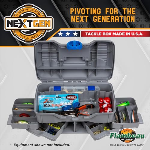 Flambeau Outdoors Medium Tackle Box with 25-Piece Kit - Gray, With Tackle Kit, 4/0