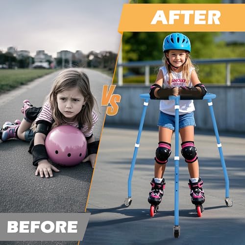 GanFindX Kids Adjustable Height Roller Skating Trainer Blue - Safe & Stable Walker