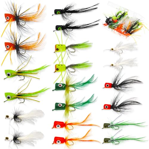 20pcs Fly Fishing Poppers Topwater Lures for Bass & Trout