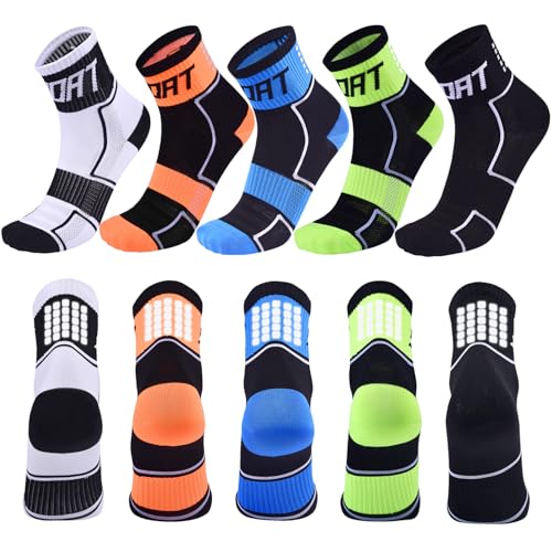 Men's Cycling Socks 5 Pair Compression Athletic Crew Reflective Bike Socks