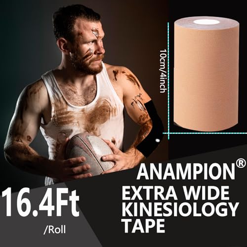 ANAMPION Waterproof Cotton Kinesiology Tape 4in×16.4ft Flesh Support Athletic Tape