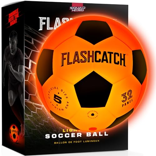 FlashCatch Light-Up Soccer Ball Size 5 Glow in the Dark Official US