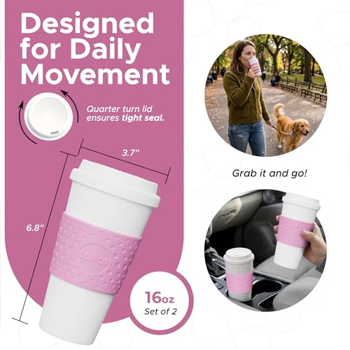 Copco Acadia Travel Mug 16oz Bubble Gum Set of 2 - Half-Close Seal BPA-Free