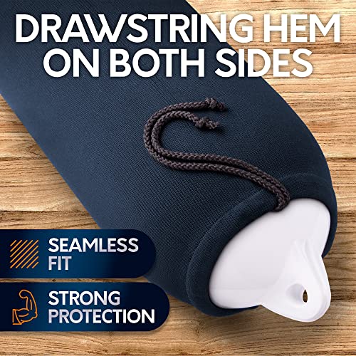 Boat Fender Covers 12" x 34" Navy Blue 2-Pack - Polyester Marine Bumper Covers