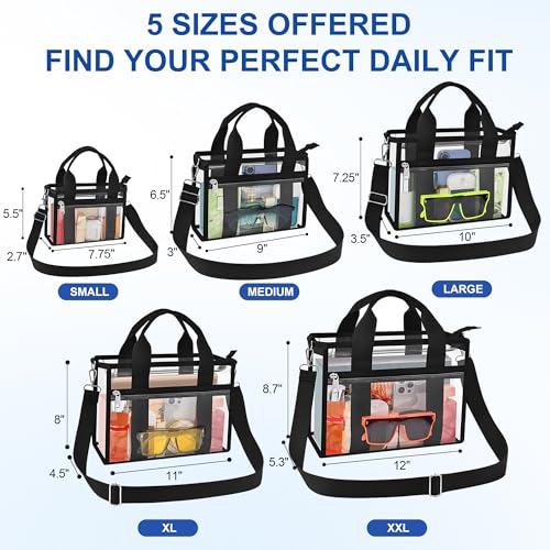 Clear Stadium Bag - Medium Black Crossbody Messenger for Events