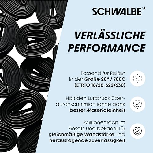 Schwalbe 700x18-28C Bike Tube with 40mm Presta Valve – Lightweight, Reliable Bicycle Inner Tube