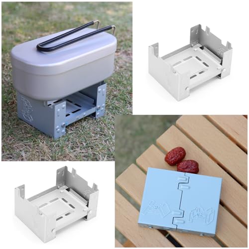 Portable Camping Stove with Solid Fuel Stand - Compact Foldable Alcohol Burner for Hiking & Outdoor Cooking