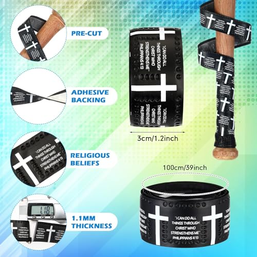 Baseball Bat Grip Tape - Faith-Inspired Cross Design - Black