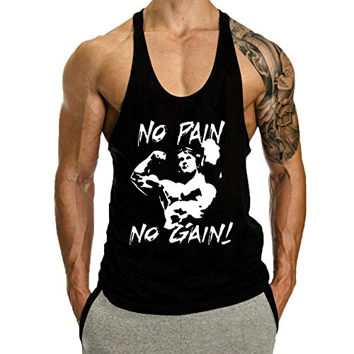 Men's Workout Tank Top - Gym Muscle Y Back Shirt - X-Large Black