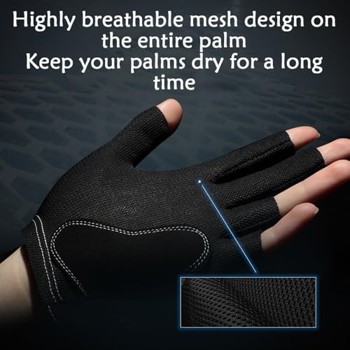 Wnddle Black Medium Left Hand Billiard Pool Glove 3-Finger for Stable Shots