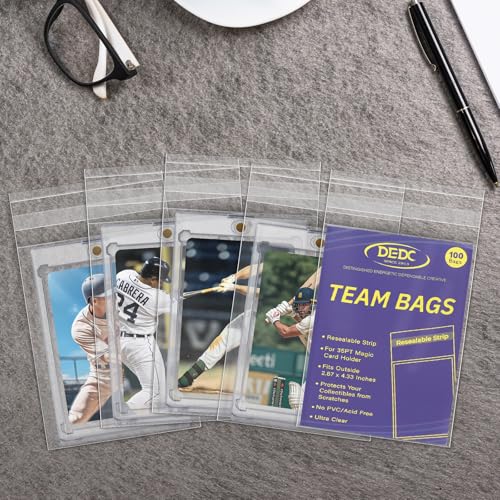 DEDC 200Pcs Trading Cards Team Bags for One Touch Magnetic Card