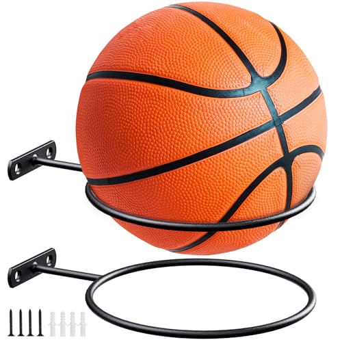 6in Metal Ball Holder Wall Mount - 2 Pack for Basketball & Football