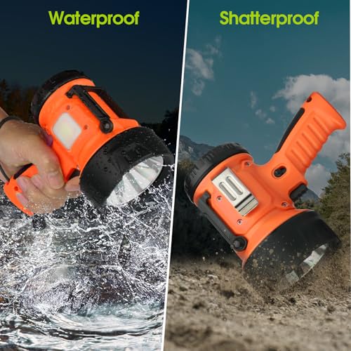 WENFENG 1500 Lumen Spotlight Flashlight Orange – Waterproof Handheld Searchlight
