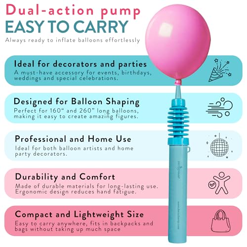 Mini Air Pump - 2-Way Dual Action Balloon Inflator for Events