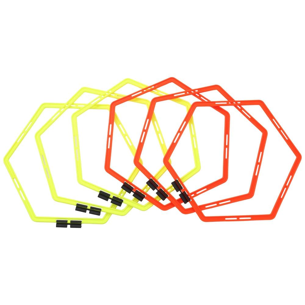 Japard Hex Agility Rings for Speed Training & Agility Footwork Training Speed Hurdles Ladder with Carrying Bag (Six (6) Rings)