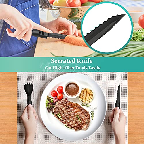 Tactical Spork with Knife - 3 in 1 Camping Utensils, Black