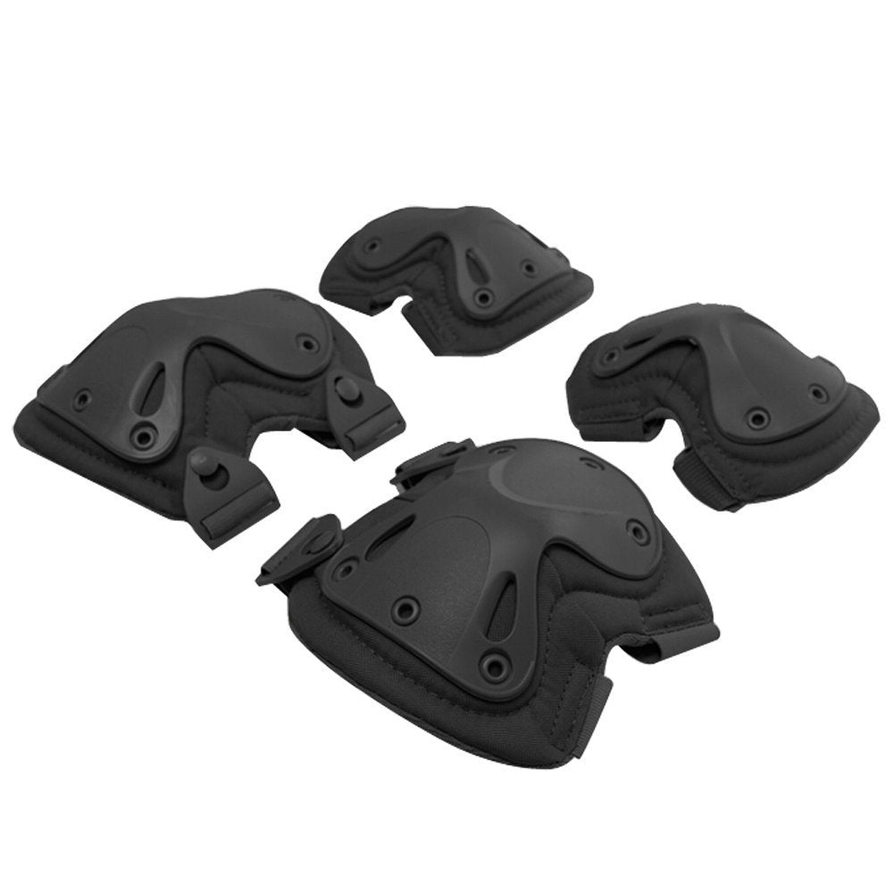 Skiennix Tactical Combat Knee & Elbow Protective Pads - Pack of 4 in Black for Ultimate Safety