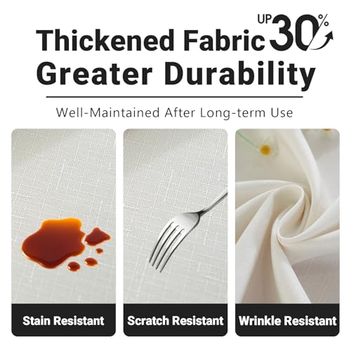 Off White Laolitou Waterproof Linen Tablecloth 52x70 inch for 4-5 Foot Tables