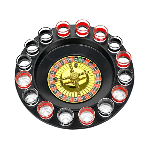 Shot Glass Roulette Drinking Game Set - 16 Glasses & 2 Balls