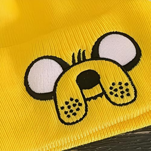 Yellow Knit Beanie Hat for Men and Women - Embroidered