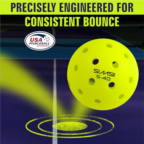 S-40 Outdoor Pickleball Balls - USAPA Approved, Neon Green - 3 Count