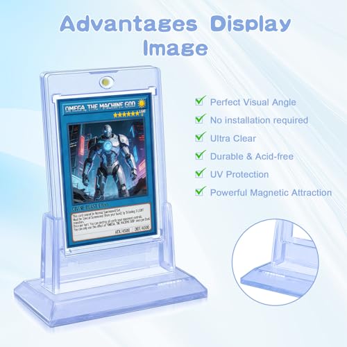 Magnetic Trading Card Holder Set - 4 Holders + 4 Stands