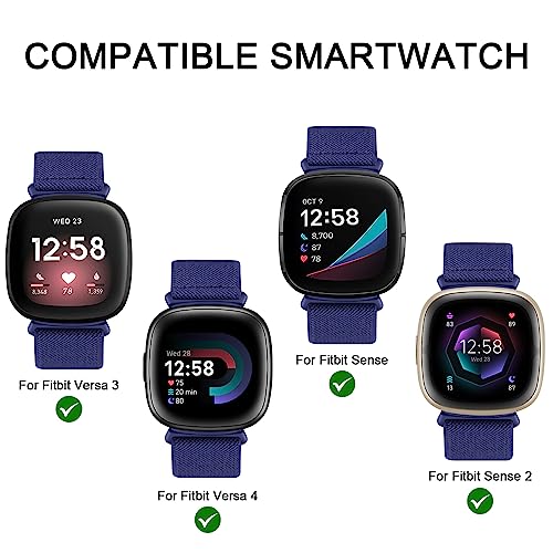 Elastic Nylon Replacement Band for Fitbit Versa 3/4/Sense 2 - Abyss Blue