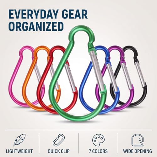 Set of 5 Heavy-Duty 4" Aluminum Carabiner Clips for Outdoor Gear