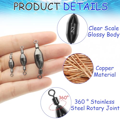 Brass Fishing Weights with Swivel - 1/32oz, 15pcs