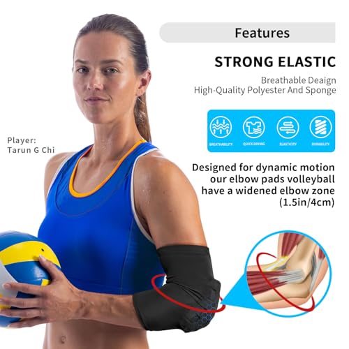 Volleyball Elbow Pads - Breathable Protector for Kids Small - Black