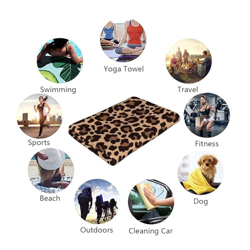 Franala Leopard Print 30x60in Beach Towel - Quick-Dry Lightweight Towel for Travel, Yoga, Swim