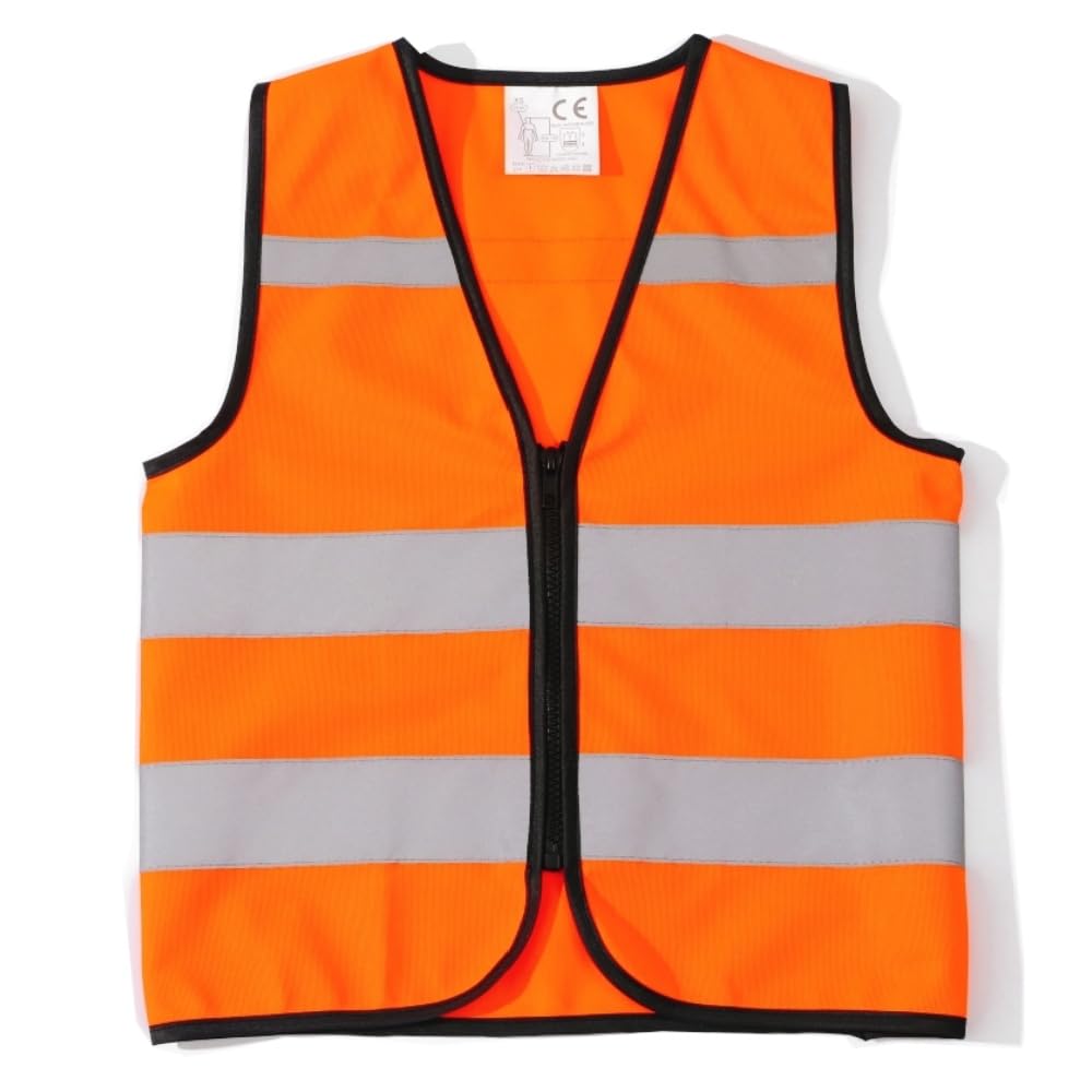 IDOU High Visibility Kids Safety Vest, Toddler Construction Vest, Reflective Safety Vest for Kids Ages 1-3 for Cycling Running & Outdoor Activities Orange XXS/Zipper