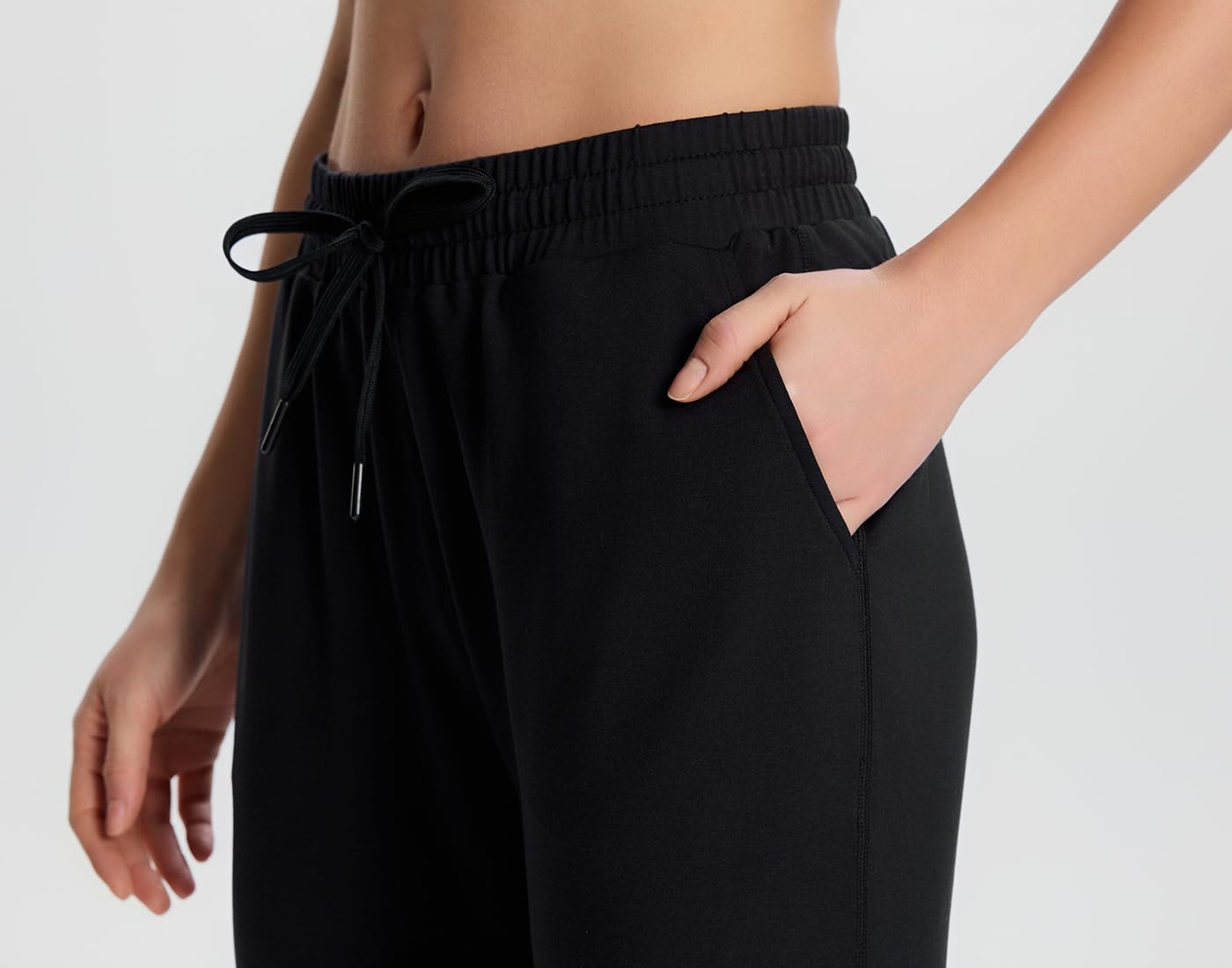 Yogipace Petite Women's Ultra-Soft Jogger Sweatpants with Pockets, Athletic Gym Pants for Lounge, Travel, Yoga,25",Black,Size M