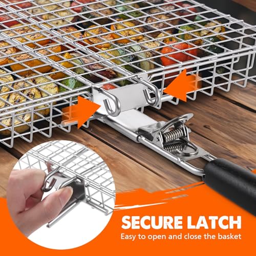 Square Grill Baskets Set for Outdoor Cooking - 2 Pack Stainless Steel