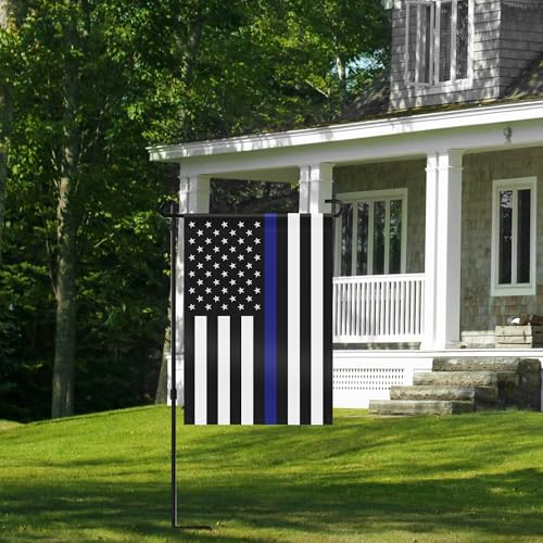 Double Sided Thin Blue Line Police Garden Flag - 12.5 x 18 Inch