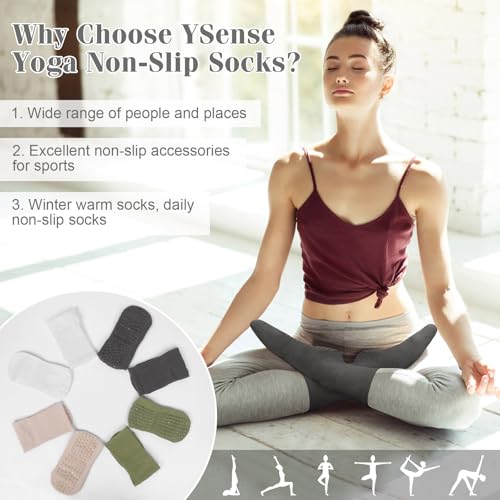 Non-Slip Grip Pilates Socks for Women - Green, White, Brown, Gray