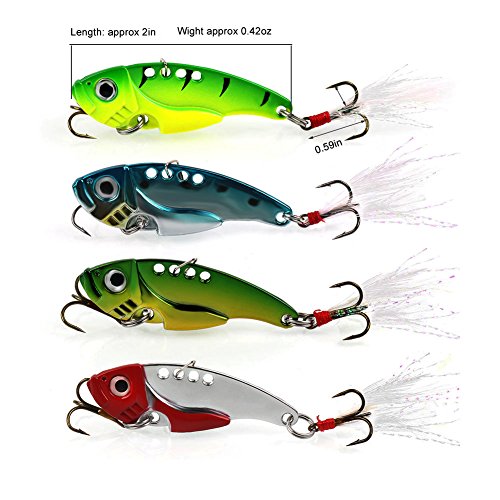 Spinner Spoon Fishing Lures - 4 Pack with Vivid Colors