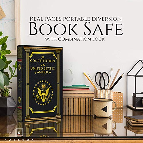 Fake Book Box - Small Safe Box with Combination Lock - Hidden Safe in Plain Sight - Diversion Safes - Secret Safes (Constitution) (Large)