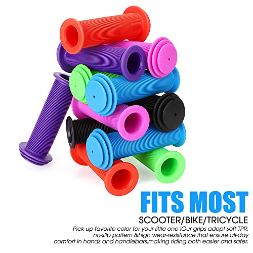 Kids Bike Grips - 105mm TPR Handlebar Grips with Mushroom Pattern - Purple