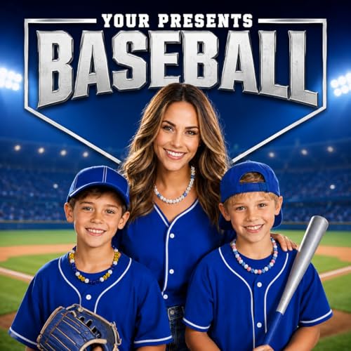 18 Inch Stretch Elastic Baseball Necklace for Boys - White
