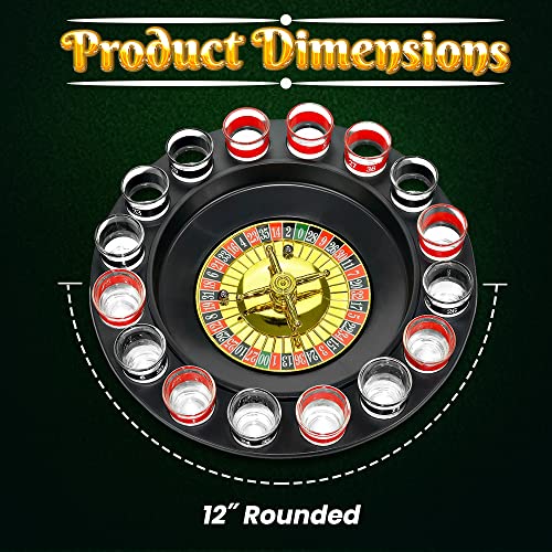 Shot Glass Roulette Drinking Game Set - 16 Glasses & 2 Balls